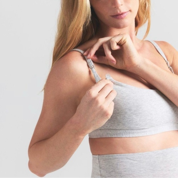 SKIMS Maternity Nursing Scoop Bralette Large Light Grey - Picture 3 of 12
